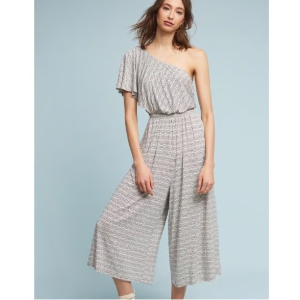 Anthropologie MAEVE Jamie Wide-Leg Jumpsuit One Shoulder Boho Size Large L